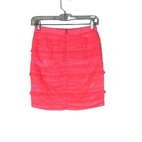 For Love & Lemons Mini Skirt Small Vixen Swiss Dot Neon Pink Ruched - Picture 2 of 7